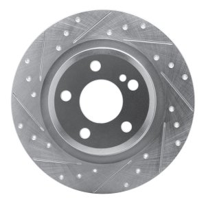 Mercedes-Benz SLC300 Brake Rotor (1) - Rear Left - R1 Concepts - Drilled & Slotted - Silver - `12-`20